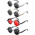 Weewooday Retro Round Steampunk Sunglasses