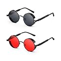 Weewooday Retro Round Steampunk Sunglasses