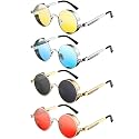 Weewooday Retro Round Steampunk Sunglasses