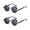 Weewooday Retro Round Steampunk Sunglasses