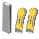 WEGAZ-2 Pack Razor Blade Scraper with 100 Extra carbon steel Blades, Scraper Tool for Cleaning Window, Paint, Cooktop, Oven, Glass Stove Top Scraper
