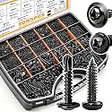 weideer 1095pcs Self Tapping Screws for Metal, #8#10 M2 M3 M4 410 Stainless Steel Screws Assortment Kit Black Oxide Truss Head and Phillips Pan Head Metal Screw