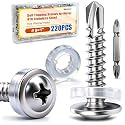 weideer 220pcs #8×1" Self Tapping Screws for Metal, 410 Stainless Steel Metal Screw, Truss Head Sheet Metal Screws with Washer, Screwdriver Bit K-158-W-25mm