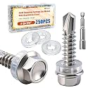 weideer 250pcs ＃8×3/4" Self Tapping Screws for Metal,410 Stainless Steel,Metal Screws Self Tapping, Hex Washer Head Quick Tapping Self Drilling Sheet Metal Screw with Washer K-157-W-19mm