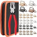 weideer 40 Sets Key Fob Hardware with Key Fob Plier Tools Bag, Glass Running Pliers for Wristlet Key Fobs/Key Lanyard/Key Chain Hardware Install