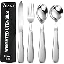 Weighted Utensils for Hand Tremors & Parkinson's - 4PCS,Adaptive Utensils