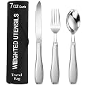 Weighted Utensils for Hand Tremors and Parkinson's Patients-Adaptive Utensils-3 Piece Set Weighted Silverware for Elderly, Arthritis, Weak Hand Grip.Gifts for Parkinsons Patients