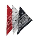 Unisex Cotton Bandana/Head Wrap/Wristband/Face Cover/Handkerchief for Men and Women, Multi (50 * 50cm (BLACK/WHITE/RED, 1)