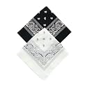 Unisex Cotton Bandana/Head Wrap/Wristband/Face Cover/Handkerchief for Men and Women, Multi (50 * 50cm (BLACK/WHITE, 1)