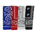 Unisex Cotton Bandana/Head Wrap/Wristband/Face Cover/Handkerchief for Men and Women, Multi (50 * 50cm (BLACK/WHITE/RED/BLUE, 1)