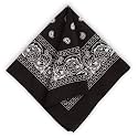 Unisex Cotton Bandana/Head Wrap/Wristband/Face Cover/Handkerchief for Men and Women, Multi (50 * 50cm (BLACK, 1)