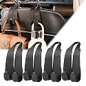 WEIHAO Purse Hook for Car Headrest, Silicone Car Seat Back Storage Hook, Twin Hooks Carbon Fiber Textured Car Headrest Hangers, Bag Holder for Sedan, Trucks, SUVs, Most Vehicles (Black-4PCS)
