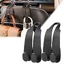 WEIHAO Purse Hook for Car Headrest, Silicone Car Seat Back Storage Hook, Twin Hooks Carbon Fiber Textured Car Headrest Hangers, Bag Holder for Sedan, Trucks, SUVs, Most Vehicles (Black-2PCS)