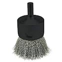 Weiler 10021 0.006" Wire Size, 1" Diameter, 302 Stainless Steel Bristles, Solid End, Stem-Mounted Crimped Wire End Brush, Made in the USA