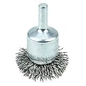 Weiler 10038 1-1/2" Circular Flared Crimped Wire End Brush, .020" Steel Fill, Made in the USA