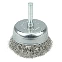 Weiler 14318 2" Crimped Wire Utility Cup Brush, 0.008" Stainless Steel Fill, 1/4" Stem, Made in The USA (Pack of 10)