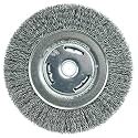 Weiler 36204 Wolverine 6" Crimped Wire Wheel, .014" Steel Fill, Wide Face, 5/8"-1/2" Arbor Hole, Made in The USA