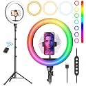 Weilisi 10" Ring Light with Stand 72'' Tall &amp; Phone Holder,38 Color Modes Selfie Light with Tripod Stand,Stepless Dimmable/Speed LED Ring Light for iPhone &amp; Android,YouTube, Makeup,TIK Tok