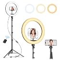 Weilisi 12" Selfie Ring Light with 63" Tripod Stand, Dimmable LED Ring Light with Phone Holder and Wireless Remote, [2-in-1] RGB &amp; Selfie Stick for Photography/Makeup/Live Stream/YouTube