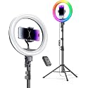 Weilisi 12'' Ring Light with Stand 72'' Tall & 2 Phone Holders,38 Color Modes Selfie Light with Tripod Stand, Big LED Ring Light for iPhone/Android/Camera,YouTube,Makeup