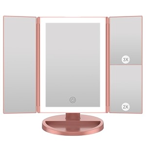 weily makeup mirror illuminated magnifying mirror with 1x2x3x foldable led makeup mirror with touch screen and 180 degree adjustable usb and battery holder rose gold