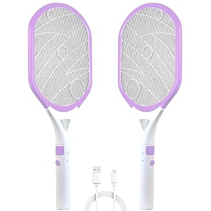 weird wolf ce certified lithium battery mosquito racket bat usb charging led light purple pack of 2