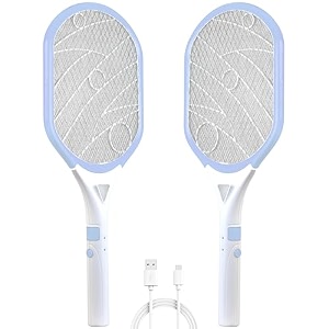 weird wolf ce certified lithium battery mosquito racket bat usb charging led light blue pack of 2