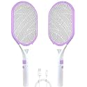 Weird Wolf Ce Certified Lithium Battery Mosquito Racket Bat, USB Charging, Led Light, Purple (Pack of 2)