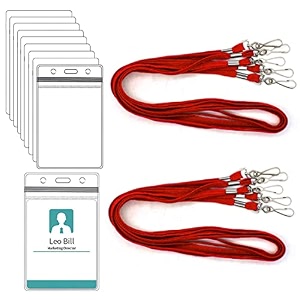 wekonnect tubeless flat id card badge lanyard with id card zip-lock pouch  3634 with swivel j-hook  used for name tags and badge holders for office events amp exhibitions red - pack of 10