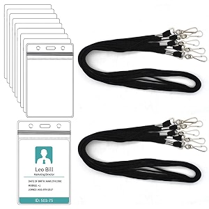 wekonnect tubeless flat id card badge lanyard with id card zip-lock pouch  3634 with swivel j-hook  used for name tags and badge holders for office events amp exhibitions black - pack of 25