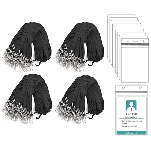 wekonnect tubeless flat id card badge lanyard with id card zip-lock pouch  3634 with swivel j-hook  used for name tags and badge holders for office events amp exhibitions black - pack of 100