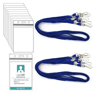 wekonnect tubeless flat id card badge lanyard with id card zip-lock pouch  3634 with swivel j-hook  used for name tags and badge holders for office events amp exhibitions navy blue - pack of 10