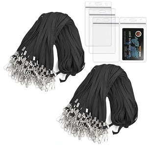 wekonnect tubeless flat id card badge lanyard with id card zip-lock pouch  3634 with swivel j-hook  used for name tags and badge holders for office events amp exhibitions black - pack of 50