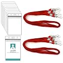 WeKonnect; Tubeless Flat ID Card Badge Lanyard with ID Card Zip-Lock Pouch | 36" with Swivel J-Hook | Used for Name Tags and Badge Holders for Office, Events &amp; Exhibitions (Red - Pack of 10)