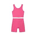 WELAKEN Girls 2 Piece Athletic Crop Tank Top and Biker Shorts Set