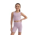 WELAKEN Girls 2 Piece Athletic Crop Tank Top and Biker Shorts Set