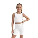 WELAKEN Girls 2 Piece Athletic Crop Tank Top and Biker Shorts Set