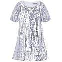 WELAKEN Girls Sparkly Sequin Dress Puff Sleeve for Kids Party Birthday