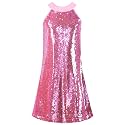WELAKEN Girls Sparkly Sequin Dress Puff Sleeve for Kids Party Birthday