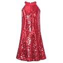 WELAKEN Girls Sparkly Sequin Dress Puff Sleeve for Kids Party Birthday