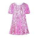 WELAKEN Girls Sparkly Sequin Dress Puff Sleeve for Kids Party Birthday
