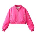 WELAKEN Lightweight Multiple Pockets Zip Up Bomber Jacket for Girls Toddler &amp; Kids II Little Girl's Casual Flight Crop Jacket
