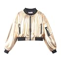 WELAKEN Lightweight Multiple Pockets Zip Up Bomber Jacket for Girls Toddler &amp; Kids II Little Girl's Casual Flight Crop Jacket