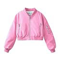 WELAKEN Lightweight Multiple Pockets Zip Up Bomber Jacket for Girls Toddler &amp; Kids II Little Girl's Casual Flight Crop Jacket