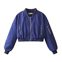 WELAKEN Lightweight Multiple Pockets Zip Up Bomber Jacket for Girls Toddler &amp; Kids II Little Girl's Casual Flight Crop Jacket
