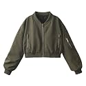WELAKEN Lightweight Multiple Pockets Zip Up Bomber Jacket for Girls Toddler &amp; Kids II Little Girl's Casual Flight Crop Jacket