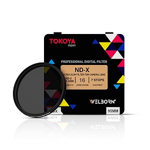 welborn tokoya 95 mm nd2 to nd400 variable neutral density filter slim nd fader nd2-400 optical glass filter for dslr camera lenses 95 mm