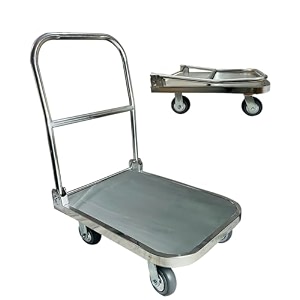 welbuilt 300kg capacity portable folding stainless steel hand platform trolley for material handling  industrial cart with 360 rotating wheels for home amp warehouse use