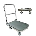 Welbuilt® 300Kg Capacity Portable Folding Stainless Steel Hand Platform Trolley for Material Handling | Industrial Cart with 360° Rotating Wheels for Home &amp; Warehouse Use