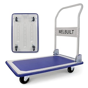 welbuilt 150 kg portable folding metal hand platform trolley for material handling  2-year warranty  industrial cart with 360 rotating wheels for home amp warehouse use